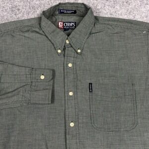 VTG Chaps Ralph Lauren CRL Button Down Shirt Mens Large Green Check Plaid‎